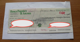 ASSEGNO DELLA BANCA POP- DI ANCONA URBINO DEL 1990 - CON ATTO DI PROTESTO - - Cheques & Traveler's Cheques