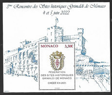 Monaco 2022 - Bloc - Fédération Des Sites Historiques Grimaldi ** - Ungebraucht