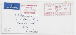 AUSTRALIA MEC RED P.O ORIENT LINES LETTRE COVER AIR MAIL FREMANTLE 1961 TO ENGLAND - Brieven En Documenten