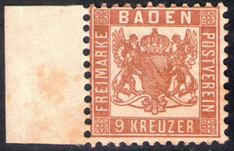 9 Kreuzer Rötlichbraun - Baden Nr. 20 A - Bogenrand - Ungebraucht - Mint