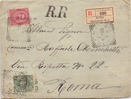 1892 Raccomandata Per Roma Con Umberto I Da 10c E 5c - Marcofilía
