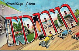 Indianapolis Motor Speedway - Large Letter Postcard "Greetings From Indiana" (From Claude E. Daily, New Albany, 1947) - Indianapolis