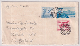 MiNr. 627, 629-630 Japan 1953-1954 Auf Brief Gelaufen Von Kobé In Die Schweiz - Briefe U. Dokumente