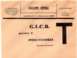 PYRÉNÉES ORIENTALES - Dépt N° 66 = PORT-VENDRES 1959 = ENVELOPPE REPONSE T ' GICB ' - Cards/T Return Covers