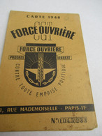 Carte D'abonnement Syndicale/ CGT Force Ouvrière/Fédération Des Employés Et Cadres/Seine/CLAMART/1948    AEC196 - Non Classés