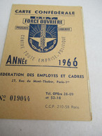 Carte D'abonnement Syndicale/ CGT Force Ouvrière/Fédération Des Employés Et Cadres/Seine/Paris/1966  AEC200 - Ohne Zuordnung