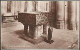 The Font, Winchester Cathedral, Hampshire, C.1930 - Walter Scott RP Postcard - Winchester