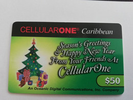 St MAARTEN  Prepaid  $50,- CELLULAIRONE CARIBBEAN   CHRISTMAS TREE       Fine Used Card  **10125** - Antilles (Neérlandaises)
