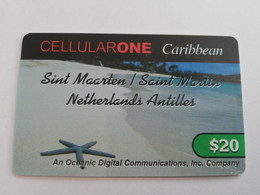 St MAARTEN  Prepaid  $20,- PARADISE WIRELESS  SEASTAR ON BEACH        Fine Used Card  **10128** - Antilles (Netherlands)