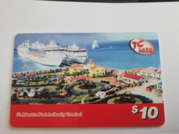 St MAARTEN  Prepaid  $10,- TC CARD  CRUISE SHIPS IN HARBOUR PHILLIPPSBURG         Fine Used Card  **10142** - Antillen (Nederlands)