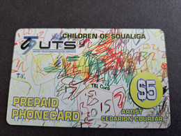 St MAARTEN  Prepaid  $5,- UTS CARD CHIDREN DRAWINGS           Fine Used Card  **10145** - Antillas (Nerlandesas)