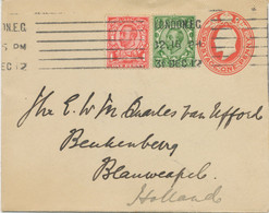 GB 31.12.1912 (SILVESTER), Superb EVII 1d Red Postal Stationery Envelope Uprated With George V  ½d And 1d Both Type II - Lettres & Documents