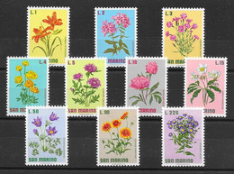 Fleur - Saint-Marin N°791 à/to 800 Lis Phlox Oeillet Trolle Centaurée Pivoine Anémone Aster 1971 ** - Autres