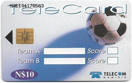 Namibia - Telecom Namibia - Football World Cup 1998 Score Card, 1998, 10$, Used - Namibia