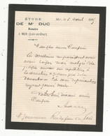 Courrier , étude De Me DUC , Notaire à MER , Loir Et Cher , 1895 - Unclassified