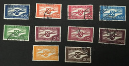 PORTUGAL 1937 1941 - Correiro Aereo YT 1 à 10 (10 Valeurs) - Oblitérés - Used - Cote 150E - Used Stamps