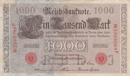 GERMANIA - 1910 PERIODO IMPERO BANCONOTE TEDESCA 1000 EINTAUSEND ZART MARK GERMANY - 1.000 Mark