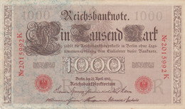 GERMANIA - 1910 PERIODO IMPERO BANCONOTE TEDESCA 1000 EINTAUSEND ZART MARK GERMANY - 1000 Mark