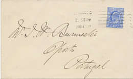 GB 1911 King EVII 2 ½d Blue Single Postage Tied By LONDON.E.C. Columbia Machine Postmark (single Impression) To PORTUGAL - Briefe U. Dokumente
