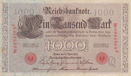 GERMANIA - 1910 PERIODO IMPERO BANCONOTE TEDESCA 1000 EINTAUSEND ZART MARK GERMANY - 1.000 Mark