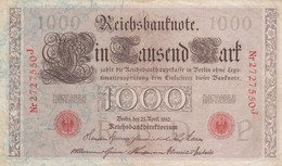 GERMANIA - 1910 PERIODO IMPERO BANCONOTE TEDESCA 1000 EINTAUSEND ZART MARK GERMANY - 1.000 Mark