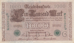 GERMANIA - 1910 PERIODO IMPERO BANCONOTE TEDESCA 1000 EINTAUSEND ZART MARK GERMANY - 1000 Mark