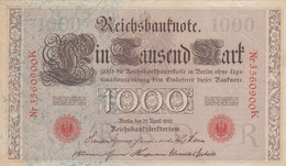 GERMANIA - 1910 PERIODO IMPERO BANCONOTE TEDESCA 1000 EINTAUSEND ZART MARK GERMANY - 1000 Mark