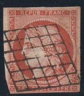 France N° 7a Vermillon Vif Avec Petit Bord De Feuille Touché En Angle Trés Belle Nuance Certificat Scheller - 1849-1850 Ceres