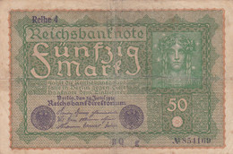 GERMANIA - 1919 BANCONOTE TEDESCA  - REPUBBLICA DI WEIMAR BANCONOTE - 50 FUNFZIG MARK - 50 Mark