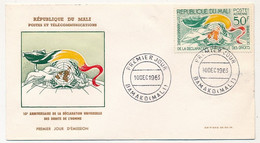 MALI => Env. FDC => 50F PA 15eme Anniversaire De La Déclaration Des Droits De L'homme - 10 Déc 1963 Bamako - Mali (1959-...)