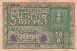 GERMANIA - 1919 BANCONOTE TEDESCA  - REPUBBLICA DI WEIMAR BANCONOTE - 50 FUNFZIG MARK - 50 Mark