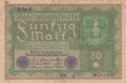 GERMANIA - 1919 BANCONOTE TEDESCA  - REPUBBLICA DI WEIMAR BANCONOTE - 50 FUNFZIG MARK - 50 Mark