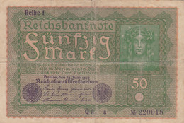 GERMANIA - 1919 BANCONOTE TEDESCA  - REPUBBLICA DI WEIMAR BANCONOTE - 50 FUNFZIG MARK - 50 Mark