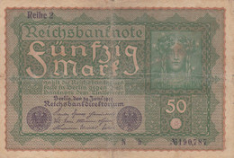 GERMANIA - 1919 BANCONOTE TEDESCA  - REPUBBLICA DI WEIMAR BANCONOTE - 50 FUNFZIG MARK - 50 Mark