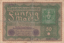 GERMANIA - 1919 BANCONOTE TEDESCA  - REPUBBLICA DI WEIMAR BANCONOTE - 50 FUNFZIG MARK - 50 Mark