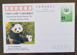 CHINE Panda ENTIER POSTAL. Festival International Du Panda (Jp 42) Neuf Emis En 1993 - Osos