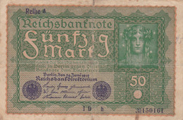 GERMANIA - 1919 BANCONOTE TEDESCA  - REPUBBLICA DI WEIMAR BANCONOTE - 50 FUNFZIG MARK - 50 Mark