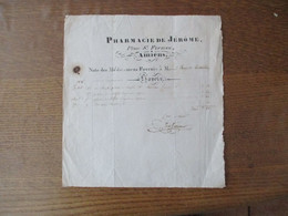 AMIENS PHARMACIE JERÔME PLACE St FIRMIN NOTE DE 1836 SIGNATURE - 1800 – 1899