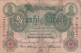 GERMANIA - 1908  BANCONOTE TEDESCA - 50 MARK - 50 Mark