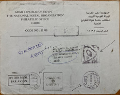 EGYPT 1998, WELCOME TO EGYPT SLOGAN,CAIRO CANCEL, TRANGLE POSTMARK, USED COVER TO INDIA - Briefe U. Dokumente