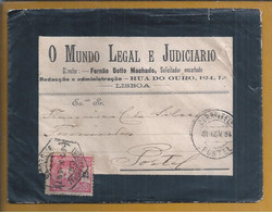 Carta De Luto Circulada Lisboa / Portel Em 1904. Stamp De 25 Reis D. Carlos. Mourning Letter Circulated From Lisbon To P - Lettres & Documents