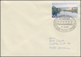 Einweihungsfahrt Enzviadukt Bietigheim & Dampflok,Brief SSt Bietigheim 27.9.2003 - Treni