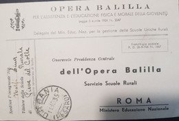 A96. Urbania. 1935. Cartolina In Franchigia OPERA BALILLA. Cartolina Inizio Delle Lezioni - Franchise
