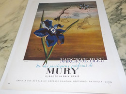 Delcampe - ANCIENNE PUBLICITE PARFUMS NARCISSE BLEU DE MURY 1947 - Autres & Non Classés