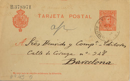1905 , ALICANTE , E.P. 45 CIRCULADO , VILLAJOYOSA - BARCELONA - 1850-1931