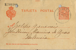 1919 , ALICANTE   , E.P. 49 CIRCULADO , VILLENA - VALENCIA - 1850-1931