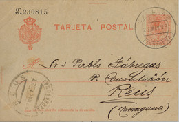 1918 , TARRAGONA  , E.P. 49 CIRCULADO , CATLLAR - REUS , LLEGADA - 1850-1931