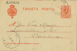 1916 , JAÉN  , E.P. 49 CIRCULADO A BARCELONA - 1850-1931