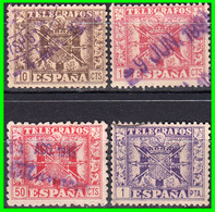 ESPAÑA 4 SELLOS DE EPOCA “ IMPRESO EN ESPAÑA “ AÑO 1940 ESCUDO DE ARMAS TELEGRAFOS - Fiscal-postal