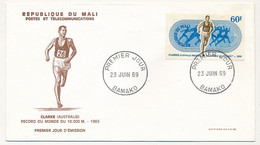 MALI => Envel. FDC => 5 Val. SPORTS - Record(s) Du Monde - 23 Juin 1969  - Bamako - Malí (1959-...)